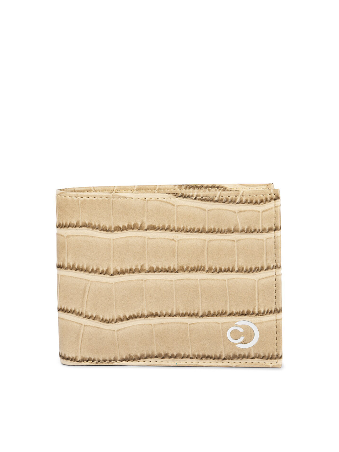 Caprese Men Abstract Textured Leather Two Fold Wallet