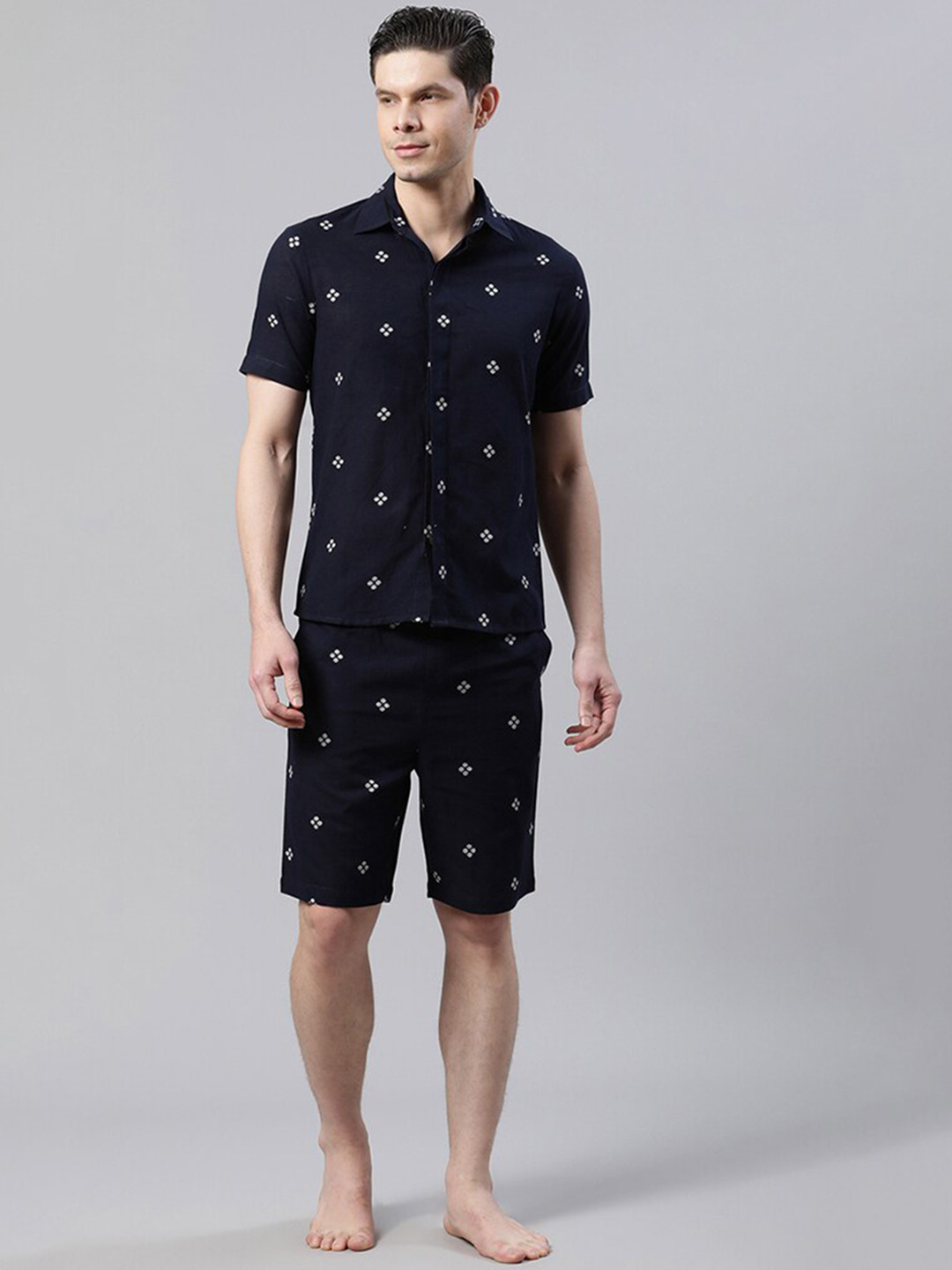 HOUSE OF S Men Geometric Printed Night Suit