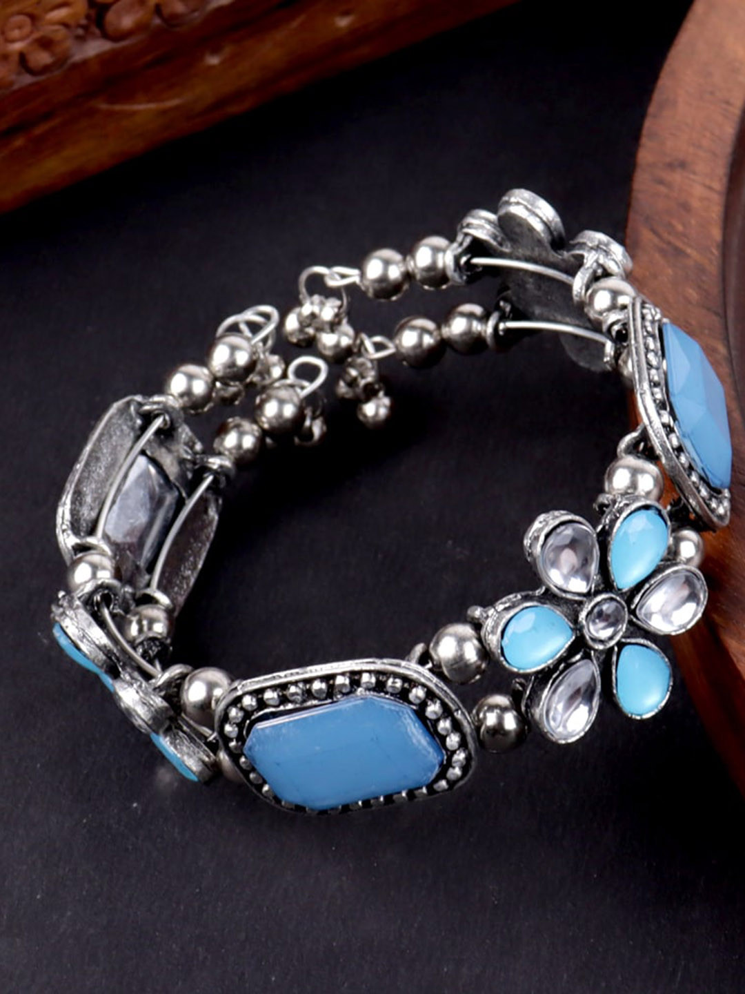 Krelin Women German Silver Oxidised Brass-Plated Bangle-Style Bracelet