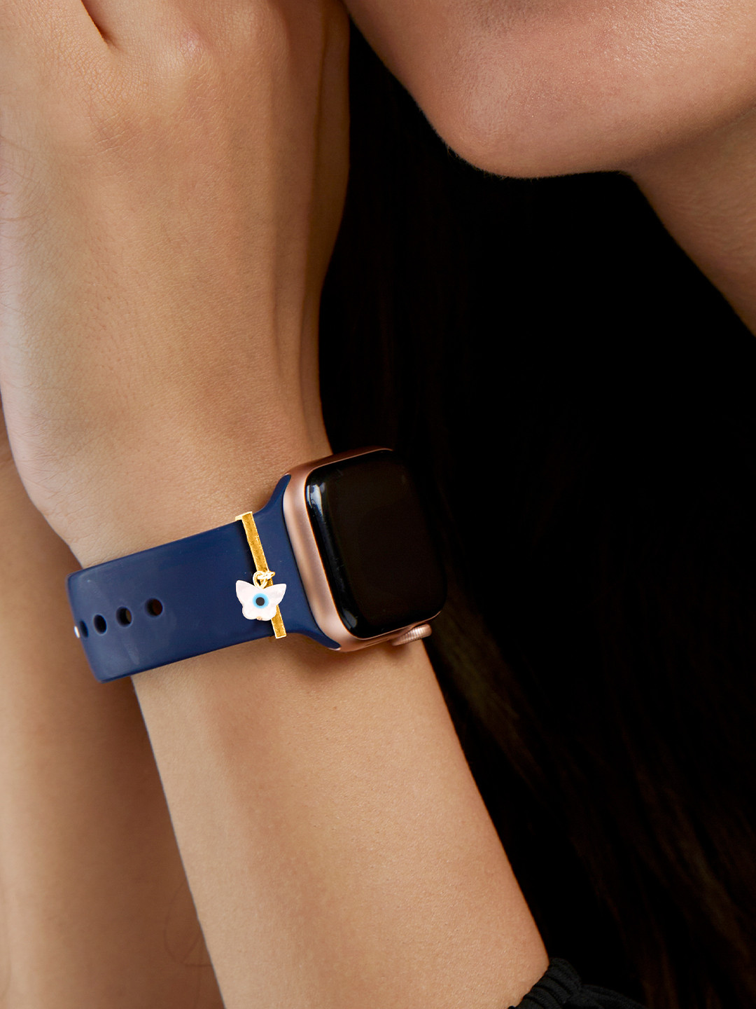 MINUTIAE Gold-Plated Crystal Studded Butterfly Shaped Watch Charms