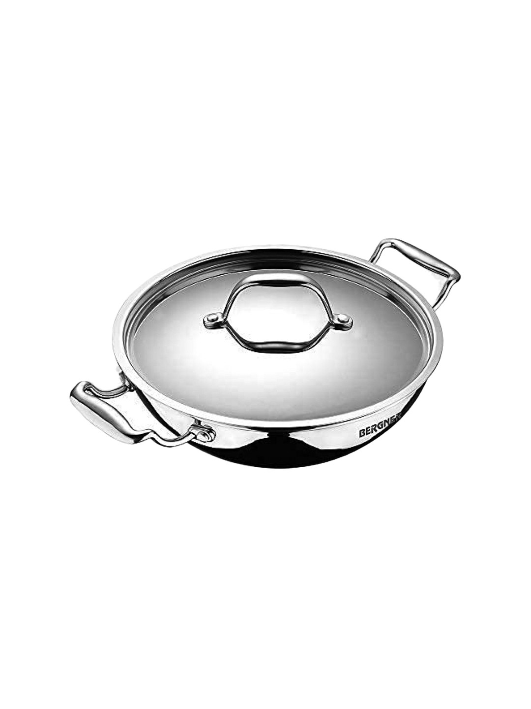 BERGNER Argent TriPly Stainless Steel Induction Bottom Deep Kadai with Lid 2.8L