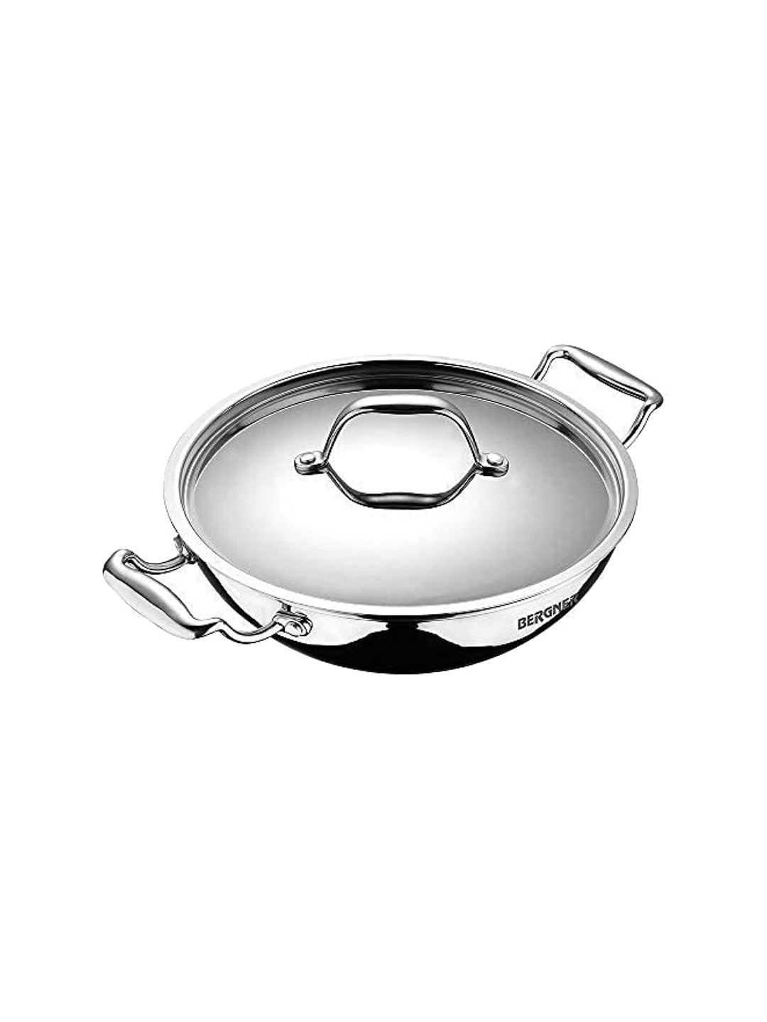 BERGNER Argent TriPly Induction Bottom Stainless Steel Deep Kadai with Lid 5.7L