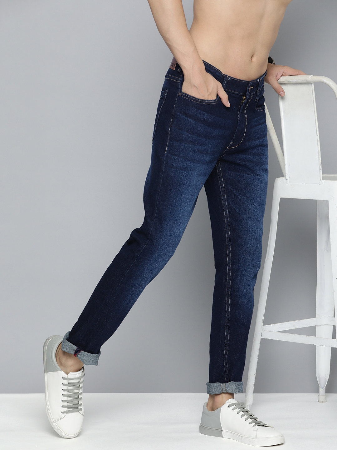 Neo Blue Denim Fade Black Super Skinny Jeans 98% Cotton 2% Spandex