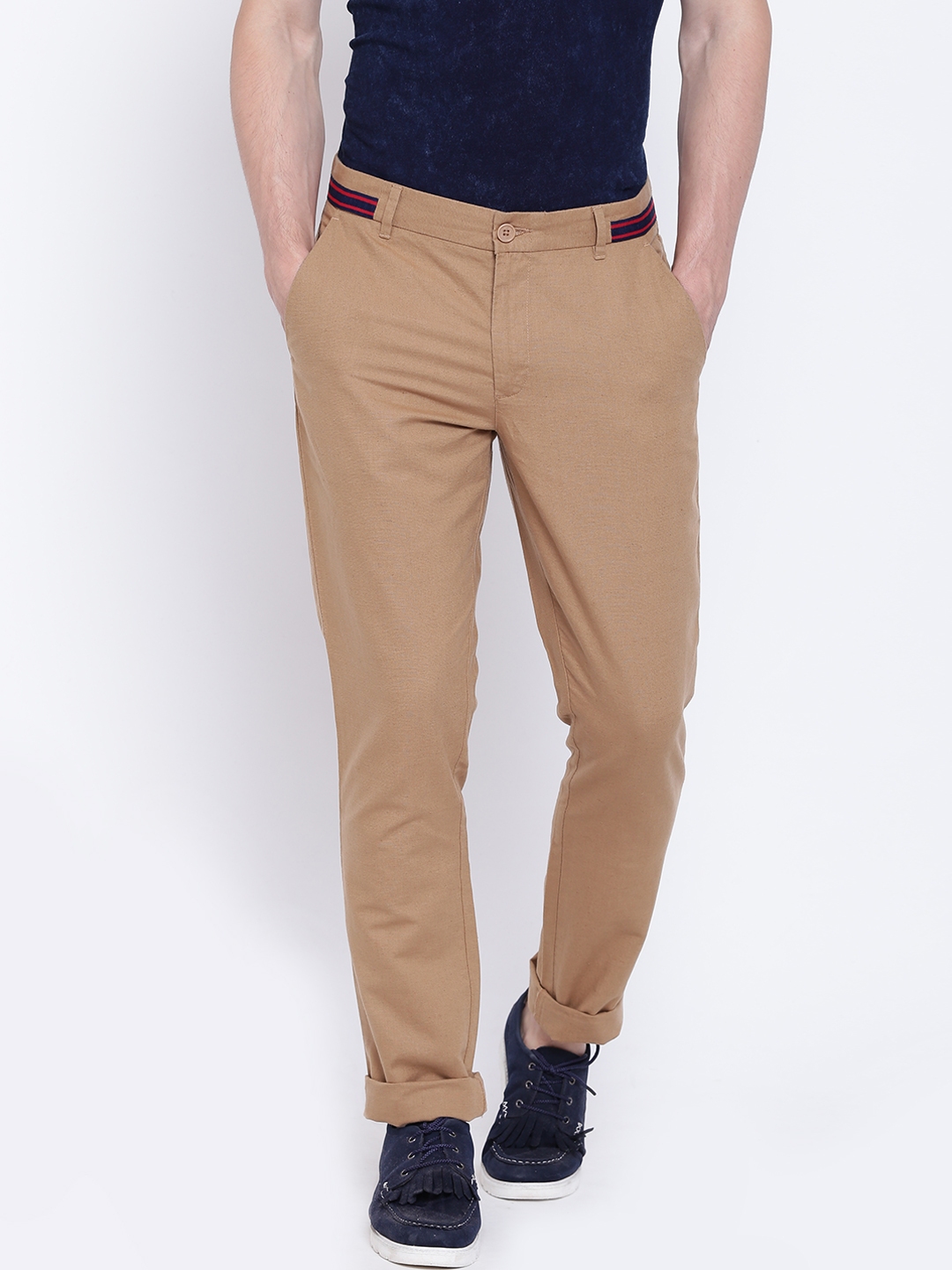 Buy United Colors Of Benetton Men Brown Linen Slim Fit Casual Trousers   Trousers for Men 722670  Myntra