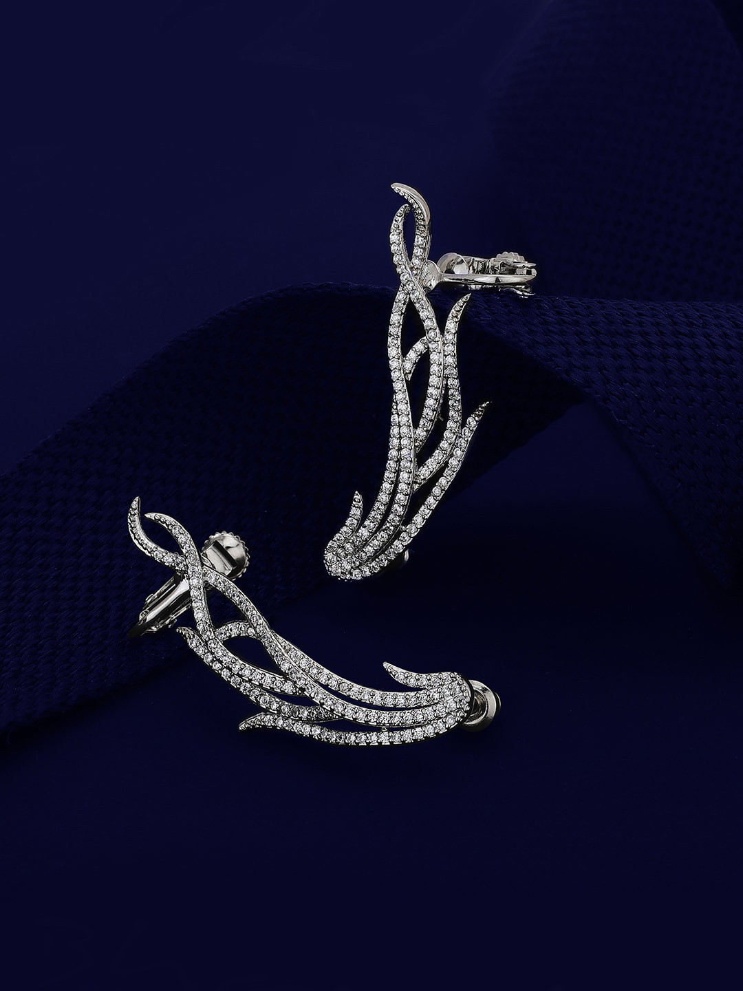 Carlton London Rhodium-Plated Cubic Zirconia Contemporary Premium Drop Earrings