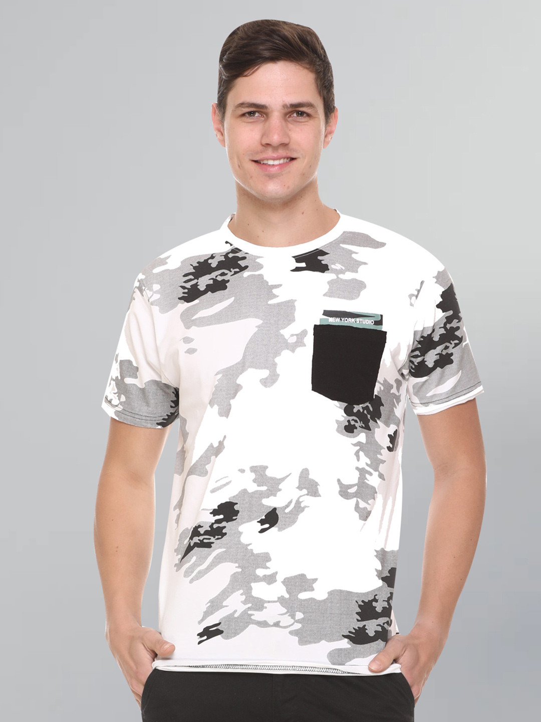 GODFREY Men Abstract Printed Cotton T-shirt