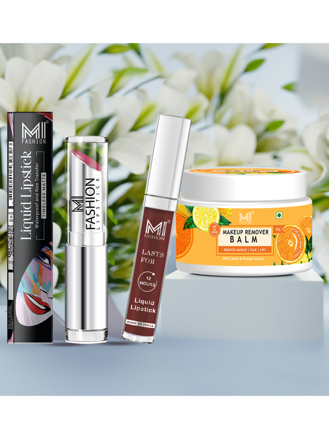 MI FASHION Set of Creamy Matte Lipstick & Liquid Lipstick with Makeup Remover Balm