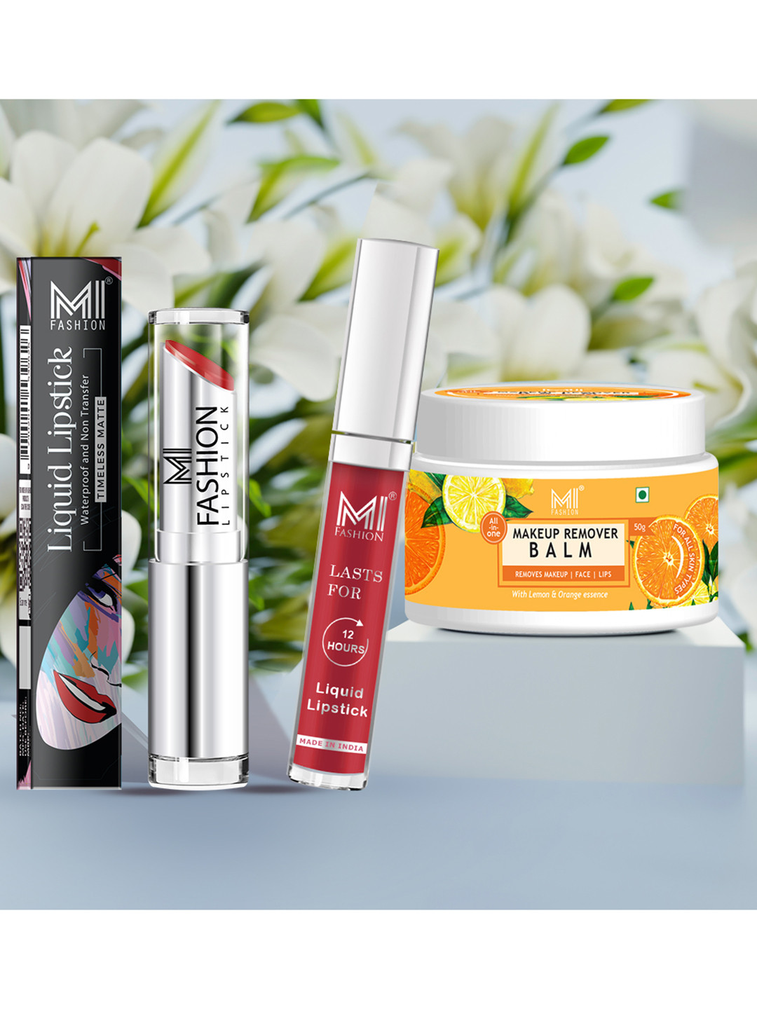 MI FASHION Set of Creamy Matte Lipstick & Liquid Lipstick with Makeup Remover Balm