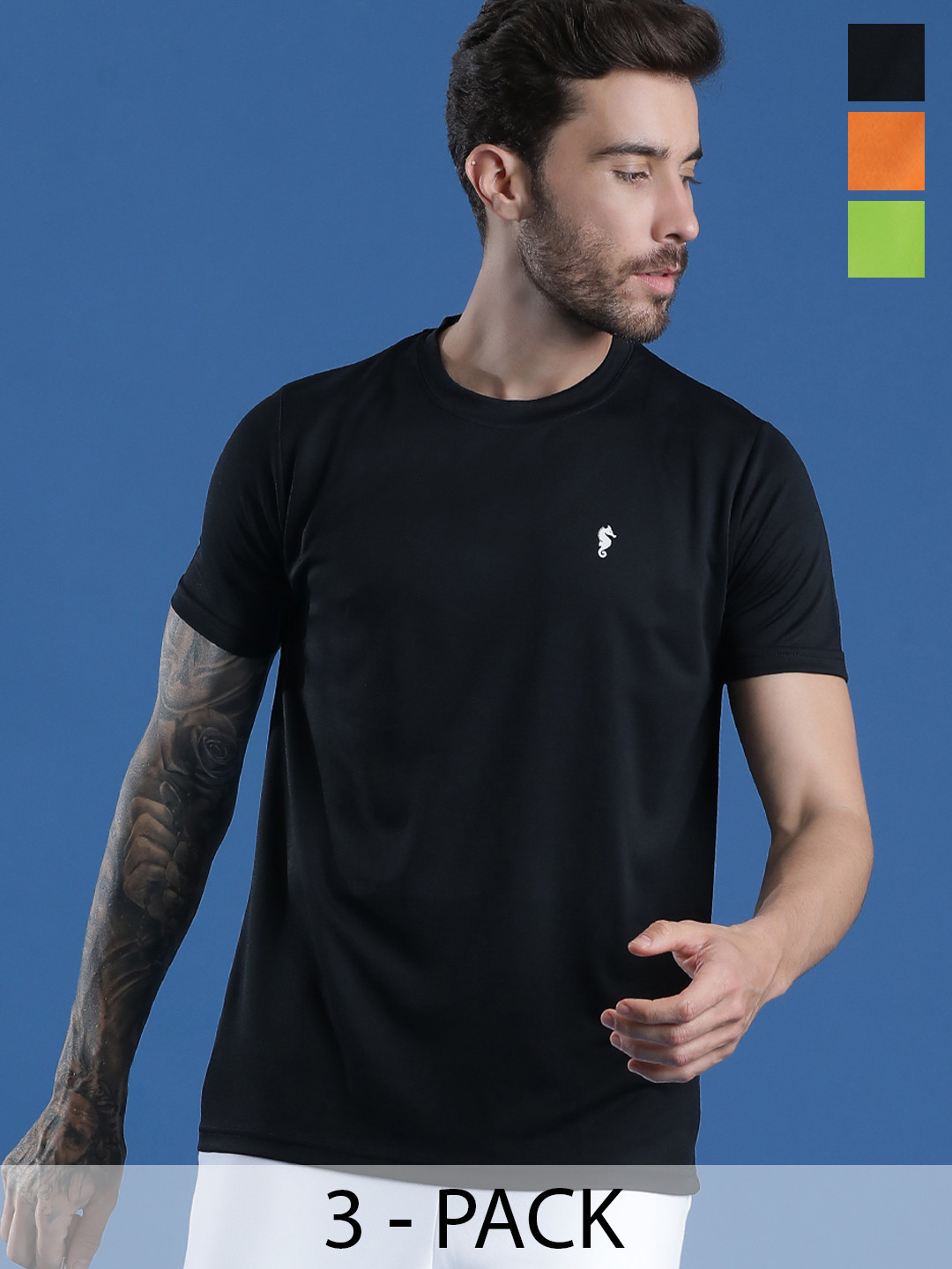 EPPE Men Orange & Fluorescent Green 3 T-shirt