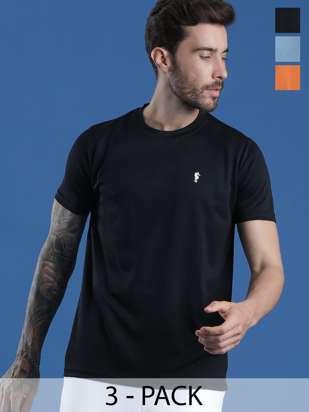 EPPE Men Pack Of 3 Round Neck Dri-Fit T-shirt