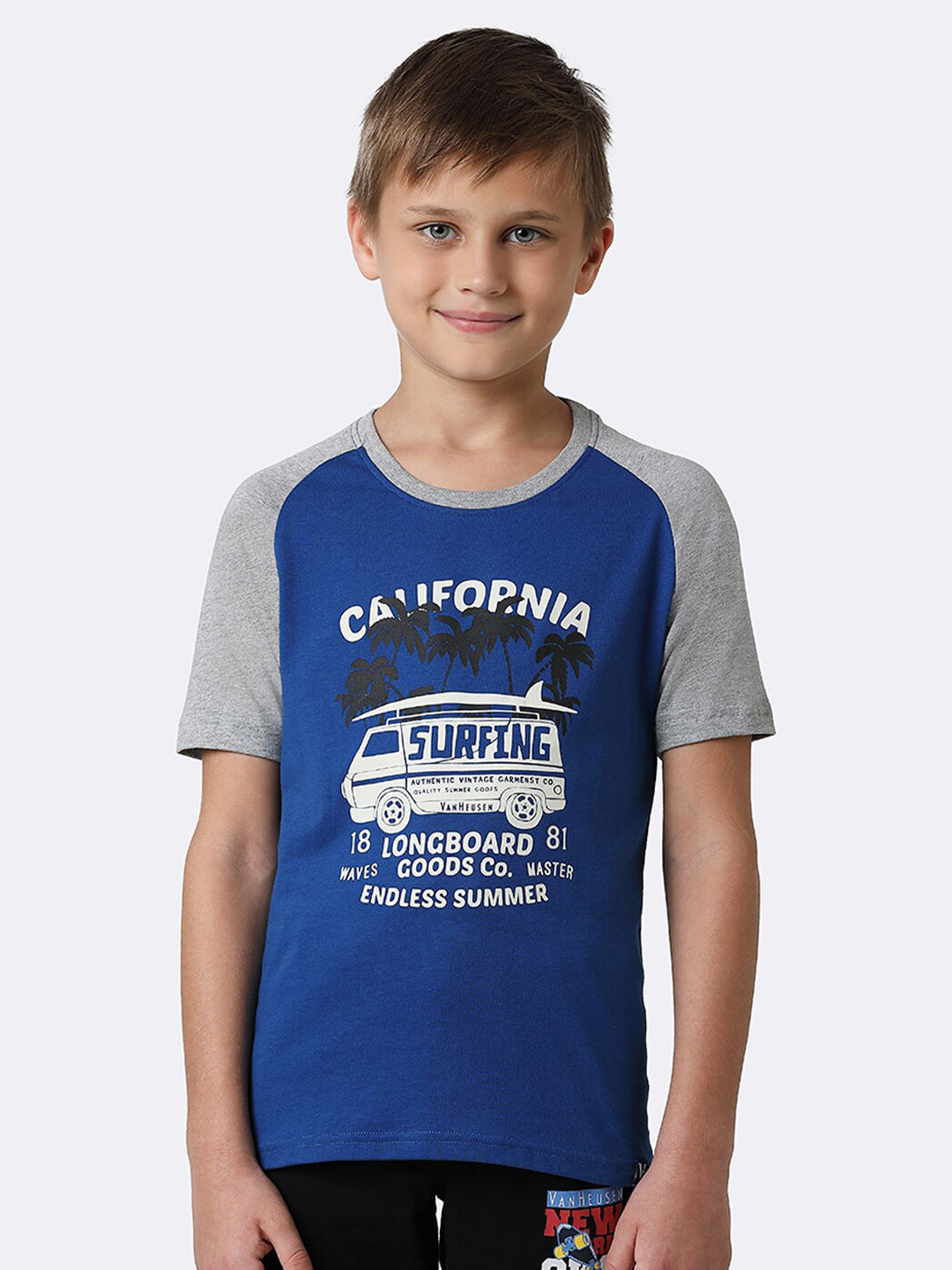 Van Heusen Boys Typography Printed Pure Cotton Smart Tech Easy Stain Release T-shirt