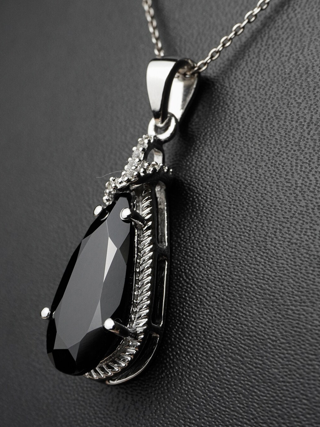 HIFLYER JEWELS Silver-Plated 925 Sterling Silver Studded Pendant