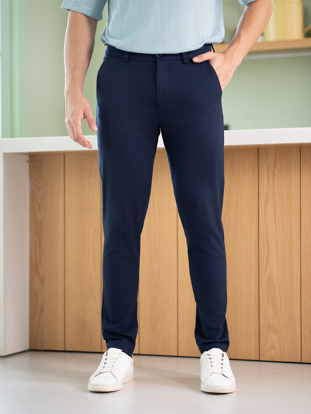 The Pant Project Men Classic Navy Slim-Fit Stretchable Cotton Cargos