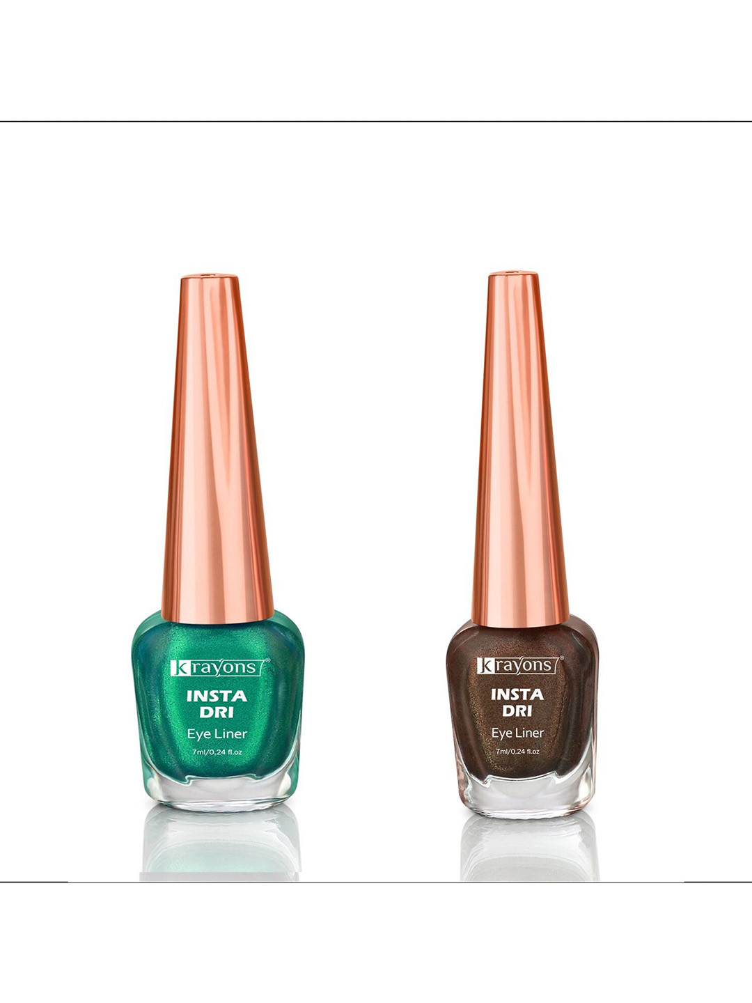 krayons Set of 2 Insta Dri Long-Lasting Sparkling Eyeliner 7ml each - Green 03 & Brown 06