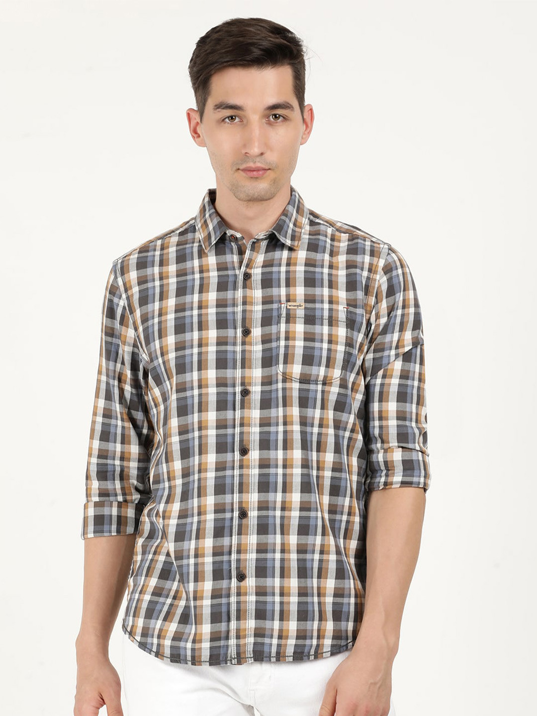 Wrangler Men Tartan Checks Cotton Casual Shirt