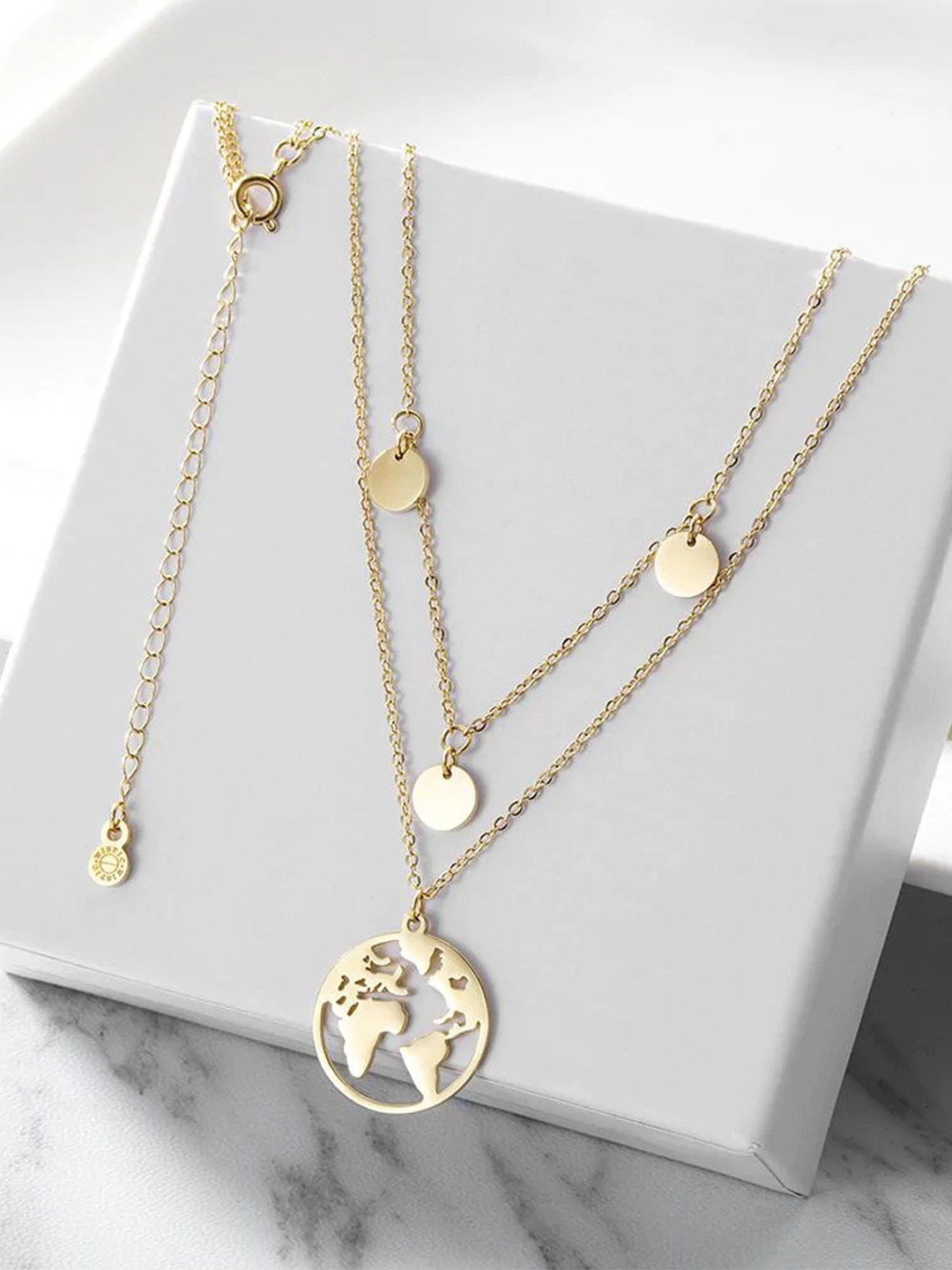Pinapes Unisex Gold-Toned Gold-Plated Enamelled Necklace
