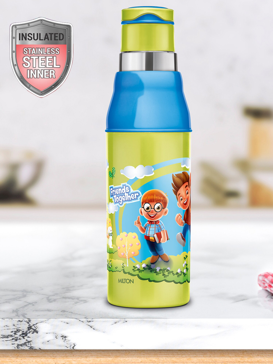 Milton Kool Steelight 600 Green Conversational Plastic Spill Proof Sipper - 520ml