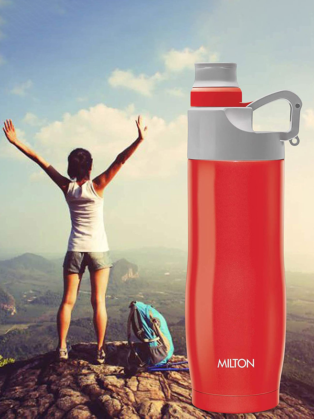 Milton Alpha 500 Red Colourblocked Stainless Steel Spill Proof Sipper - 480ml