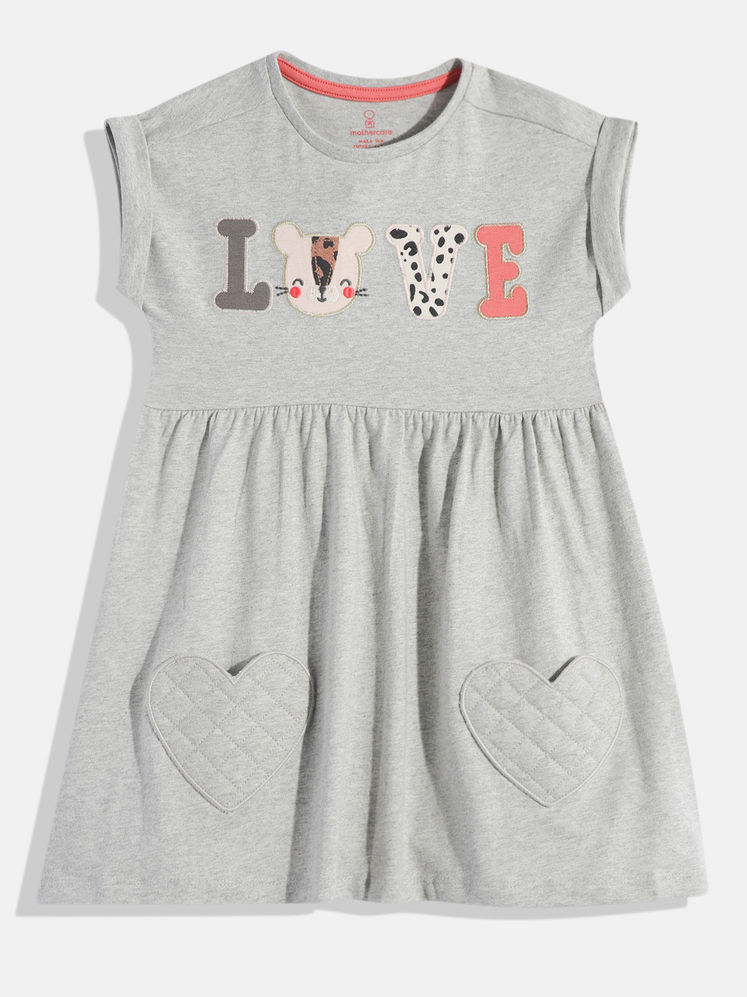 mothercare Applique Gathered Waist Fit & Flare Knitted Dress