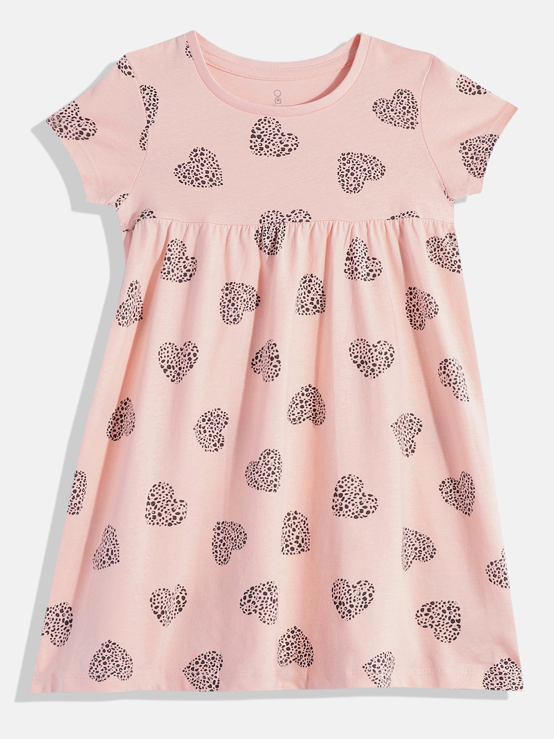 mothercare Hearts Printed Gathered Waist Fit & Flare Knitted Dress