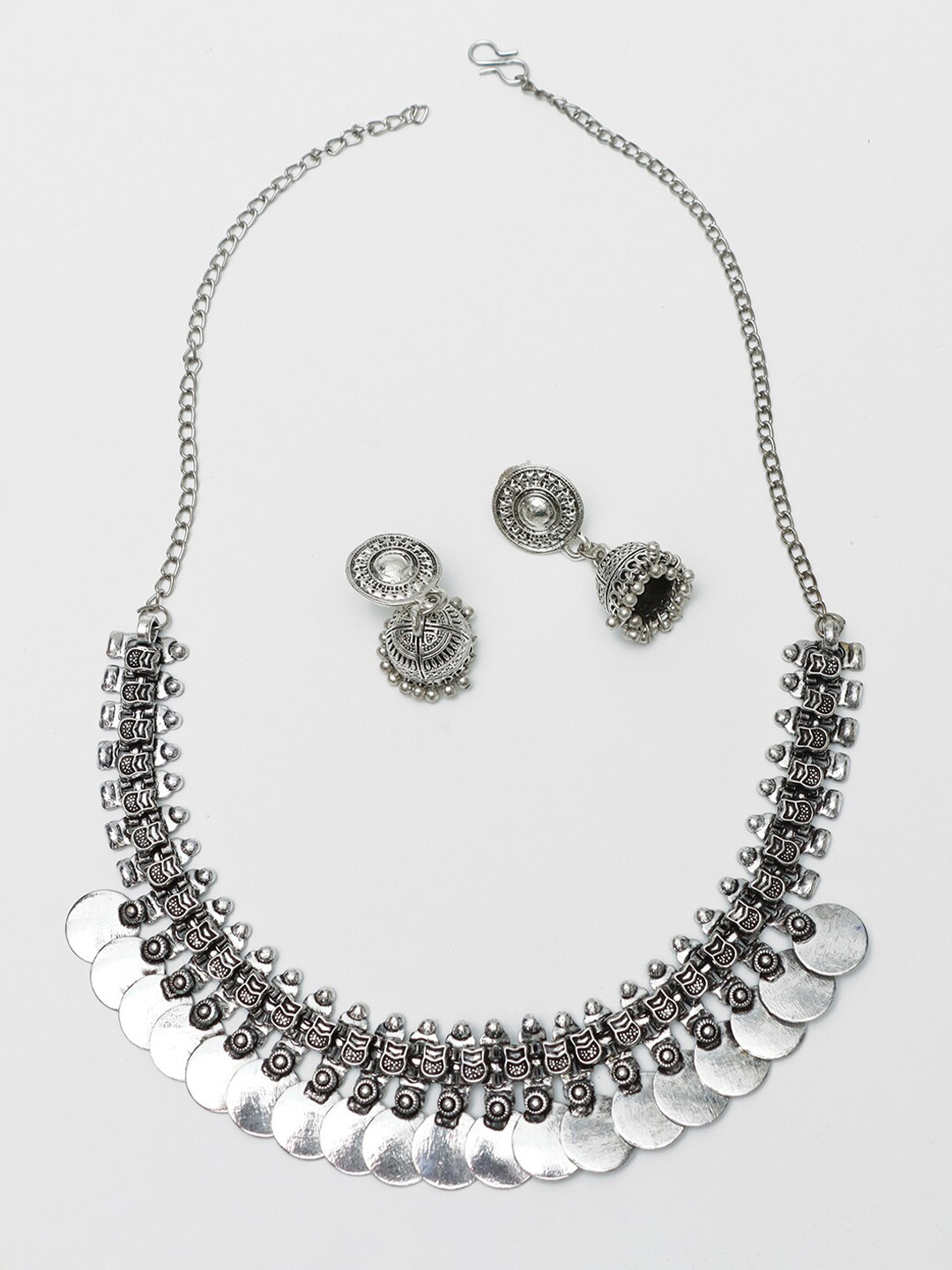 Ozanoo Oxidised Coin Chain Jewellery Set
