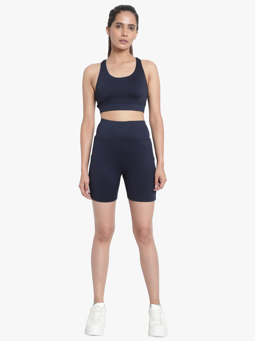 Wearjukebox Women Navy Blue Top with Shorts