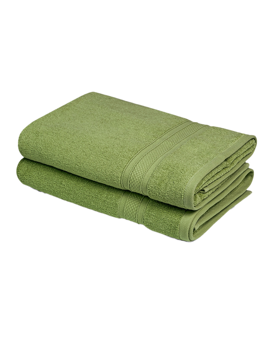 HOMEMONDE Olive Green 2 Pieces 500 GSM Pure Cotton Bath Towel
