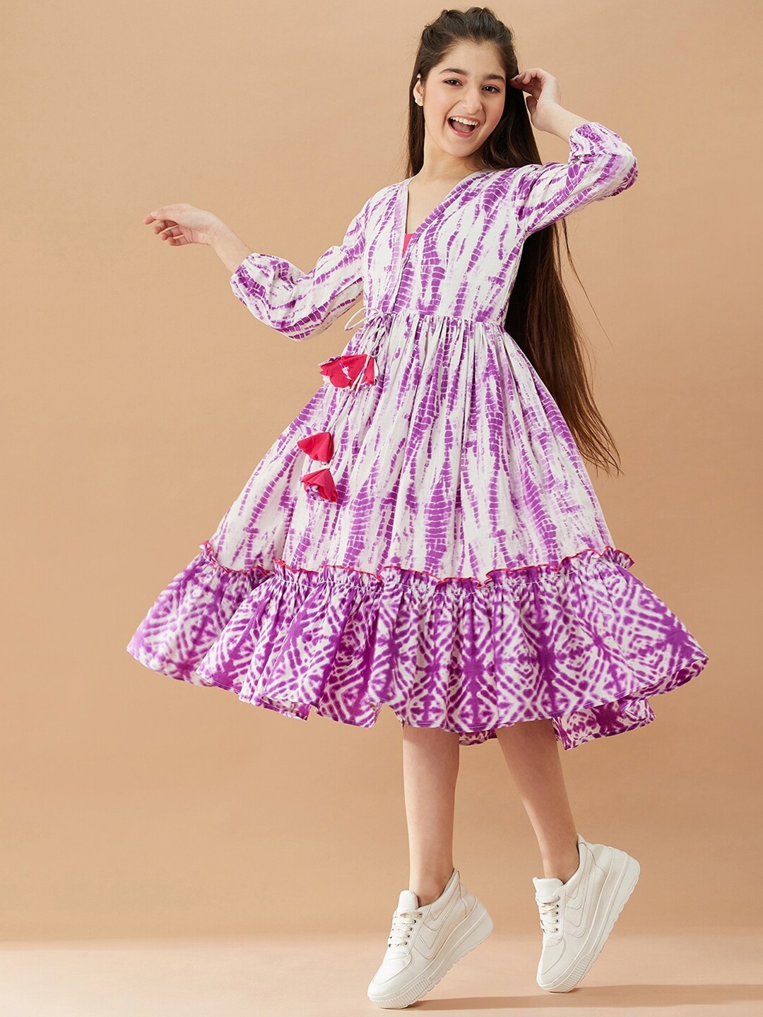 Buy pspeaches Girls Tie And Dye Cotton A Line Midi Dress Dresses for Girls 21817592 Myntra