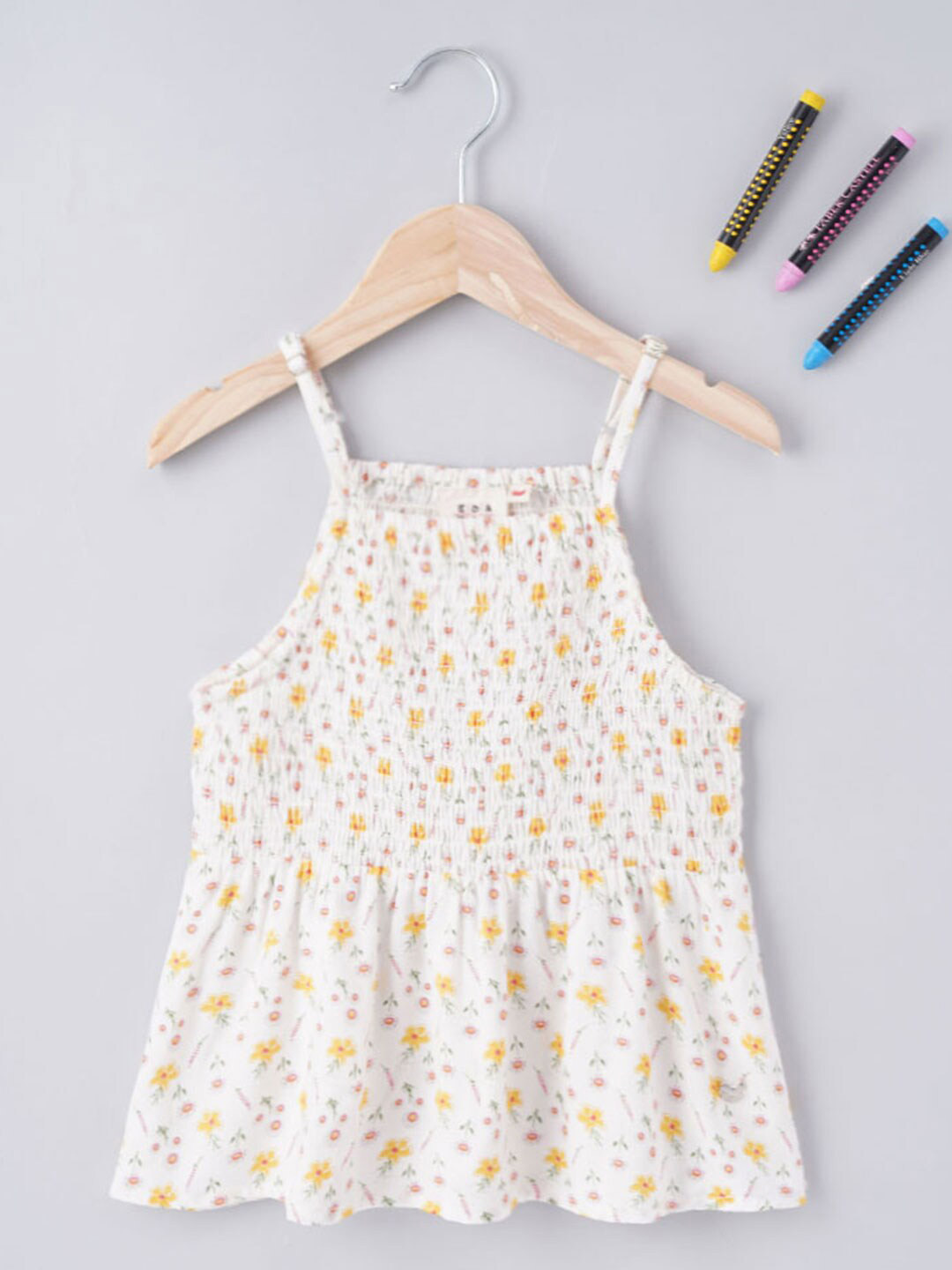 Ed-a-Mamma Floral Printed Smocked A-Line Cotton Top