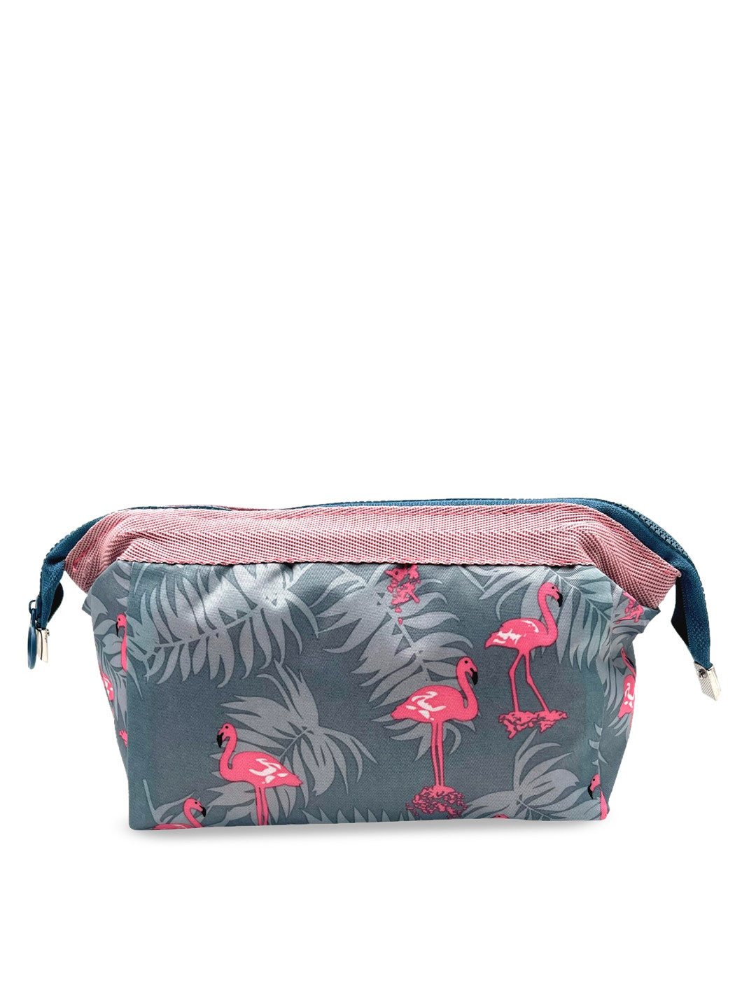 Peau D'origine Women Flamingo Blue & Red Printed Travel Makeup Pouch