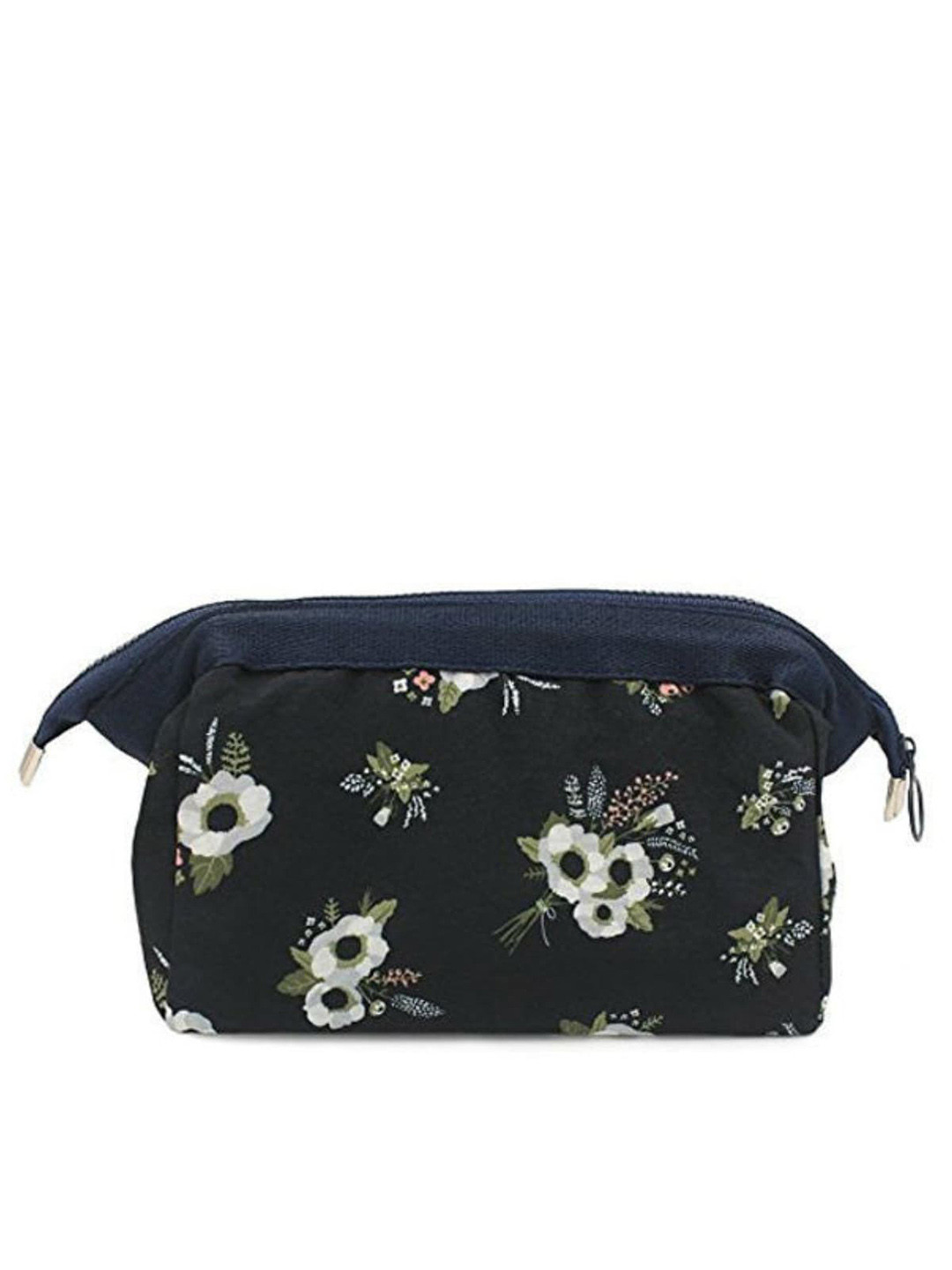 Peau D'origine Women Black & White Floral Printed Travel Makeup Pouch