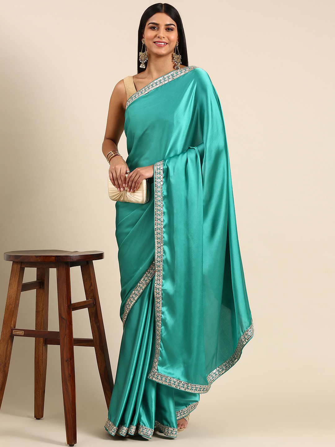 kasee Solid Satin Saree