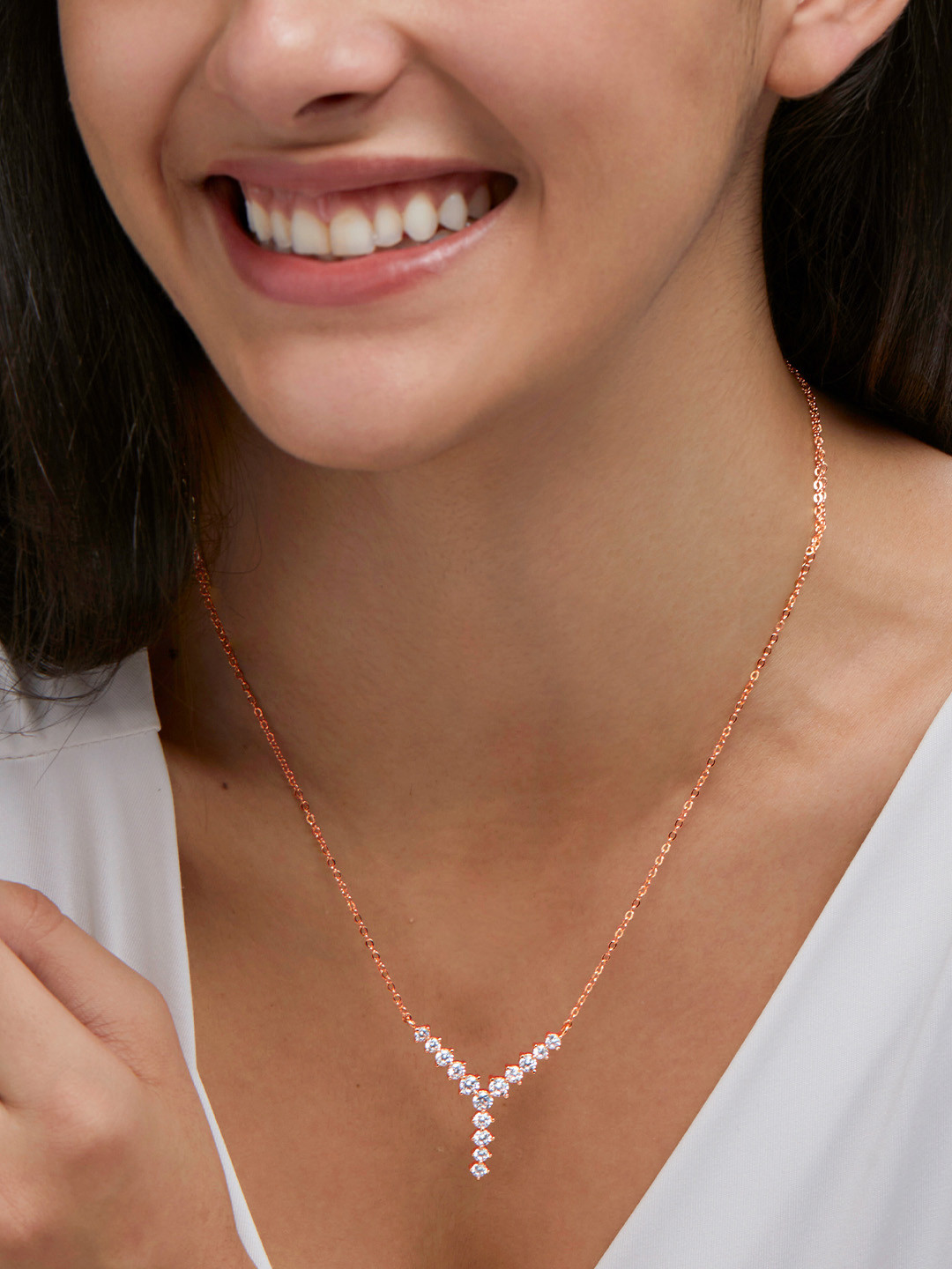 MINUTIAE Rose Gold & White Brass Rose Gold-Plated Necklace