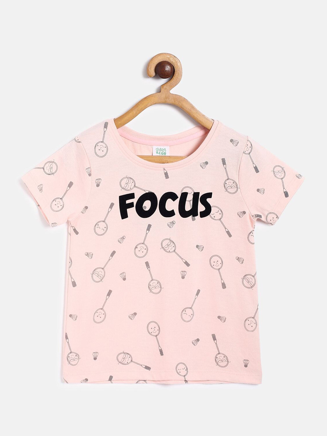 MINI KLUB Girls Conversational Printed Pure Cotton T-Shirt