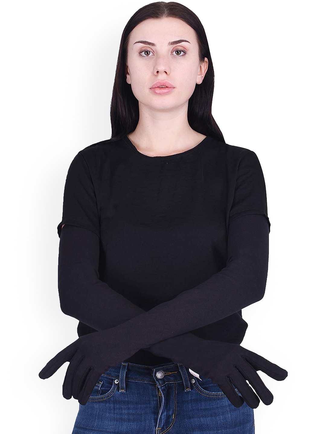 Aadikart Pack Of 2 Cotton Sun Protection Full Hand Gloves