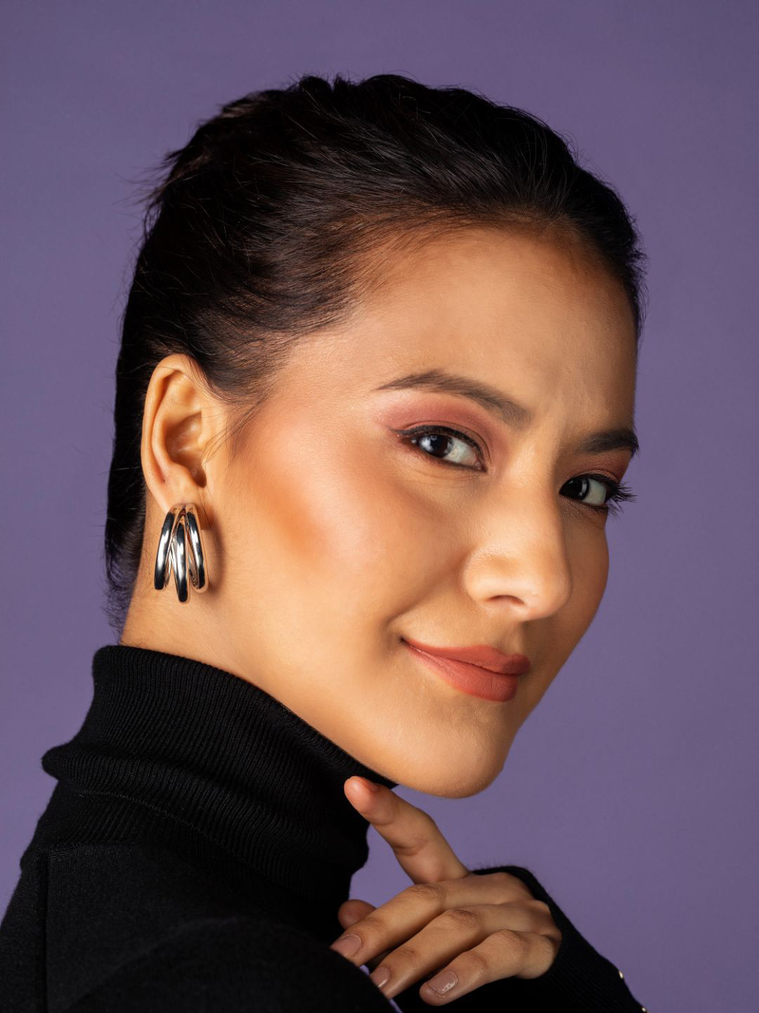 Priyaasi Silver-Plated Half-hoop Earrings