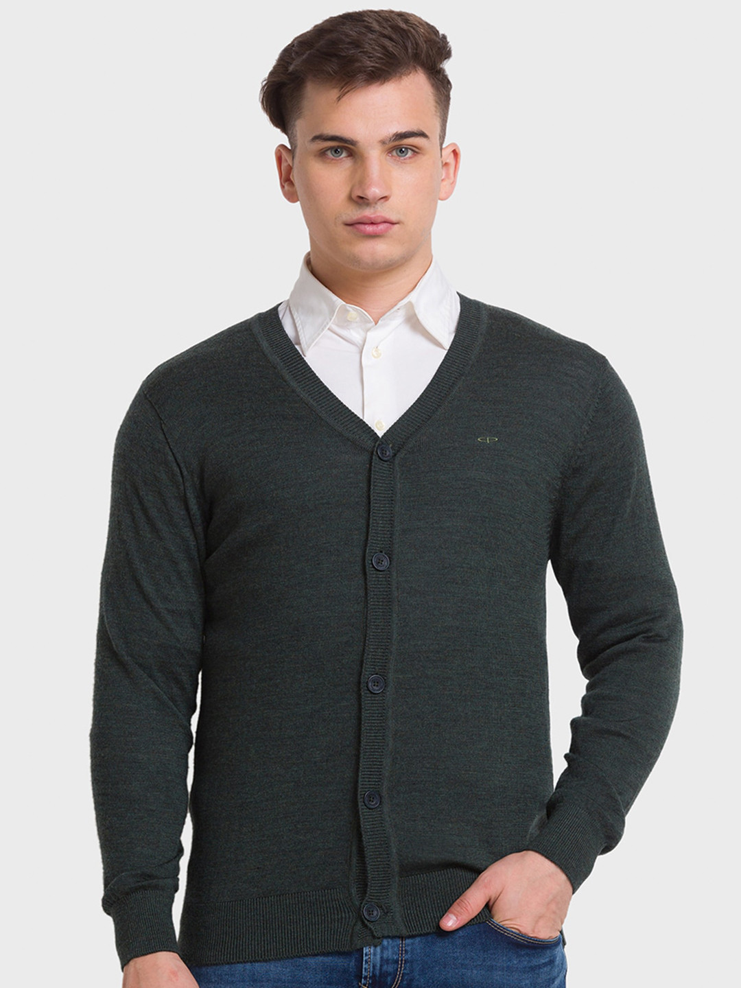 ColorPlus Men Plus Size V Neck Cardigan Sweater