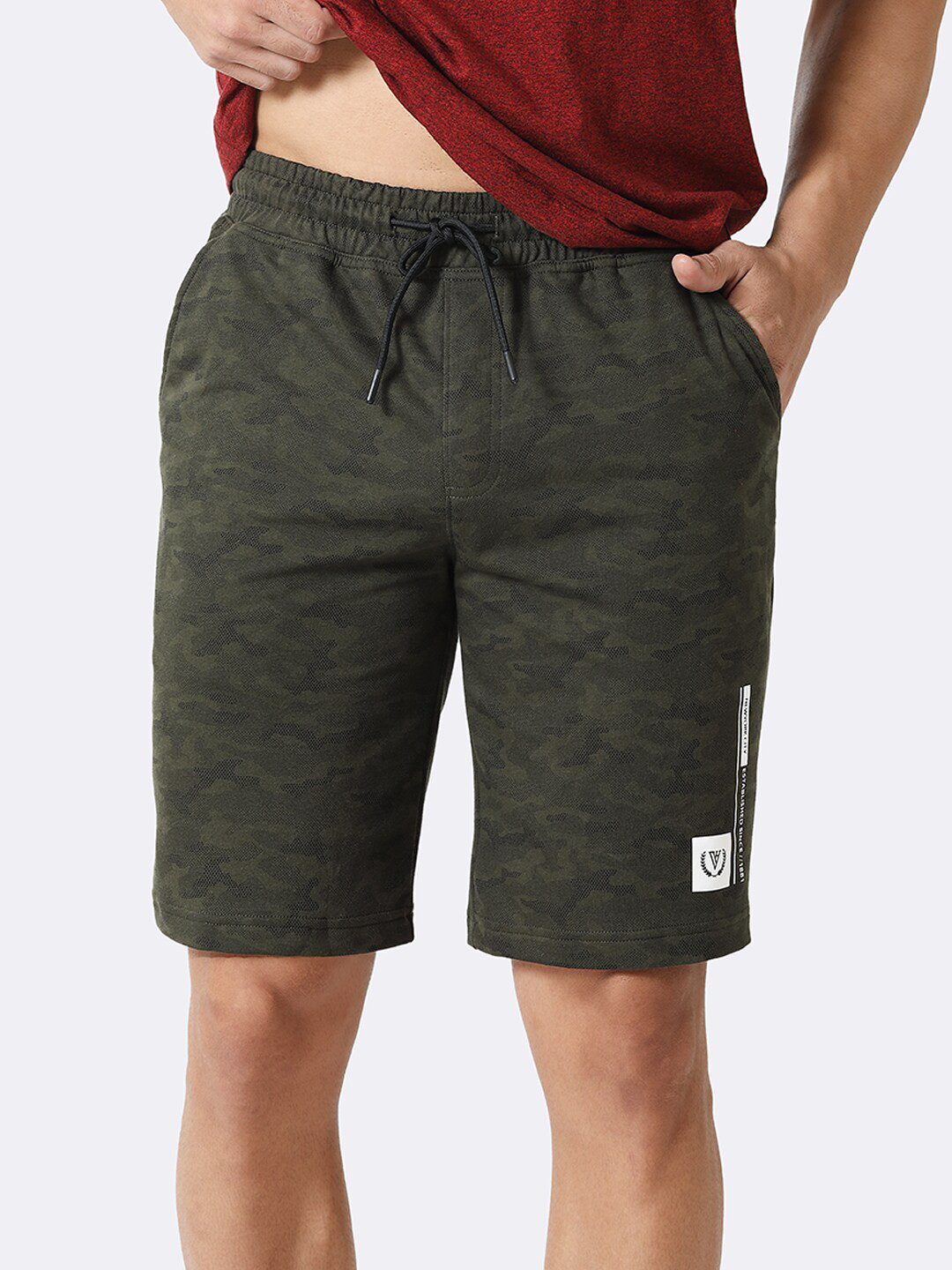 Van Heusen Innerwear Sport Men Camo Print Drawstring Waist Ultra Soft Knit Shorts