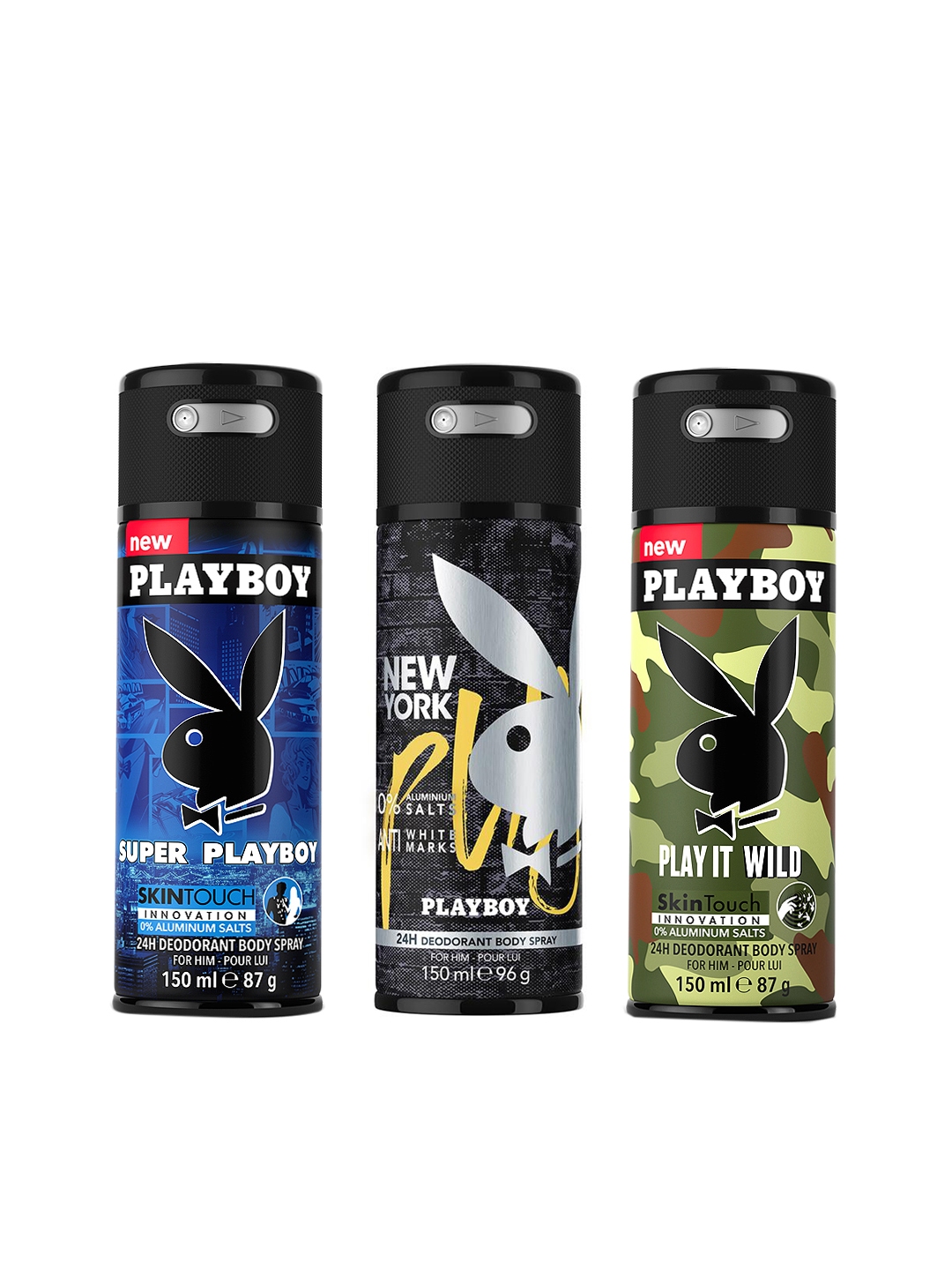 Buy Playboy Men Pack Of 3 New York Super Wild Deodorants 150ml