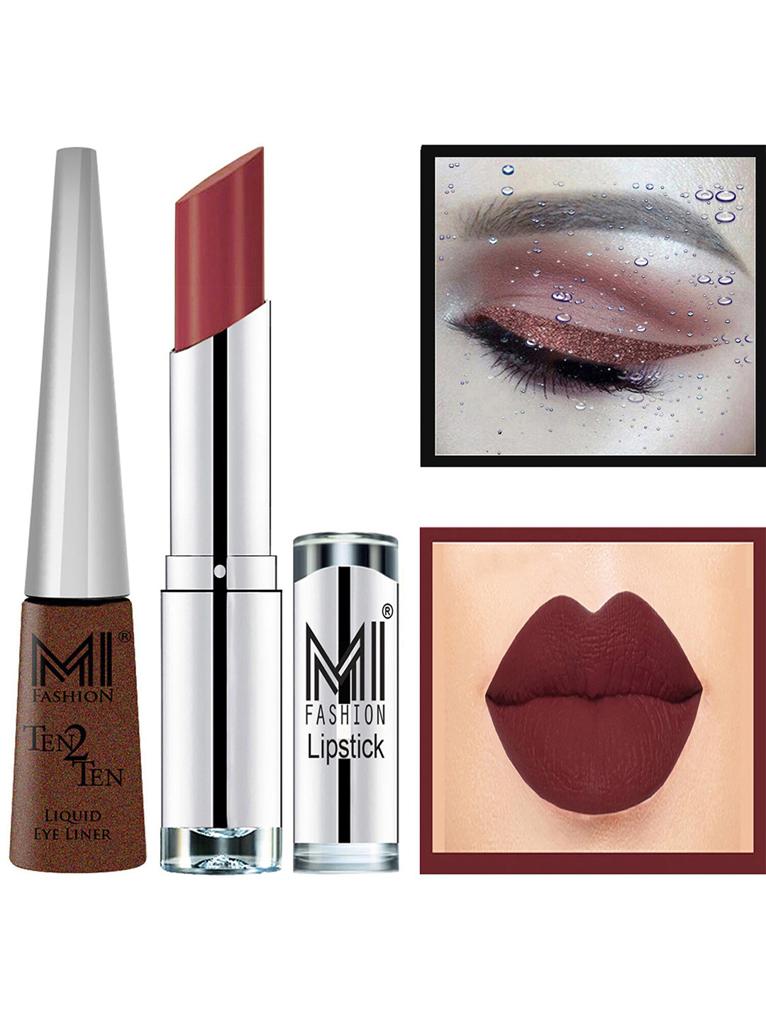 MI FASHION Set of Ten2Ten Liquid Eyeliner - 05 & Creme Matte Lipstick - 19