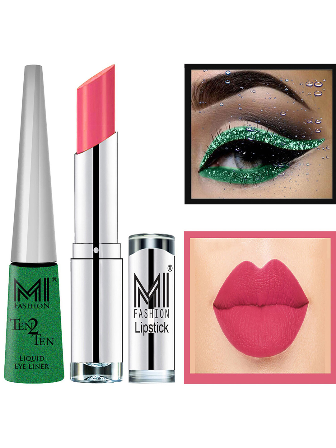 MI FASHION Set of Ten2Ten Liquid Eyeliner - 04 & Creme Matte Lipstick - 18