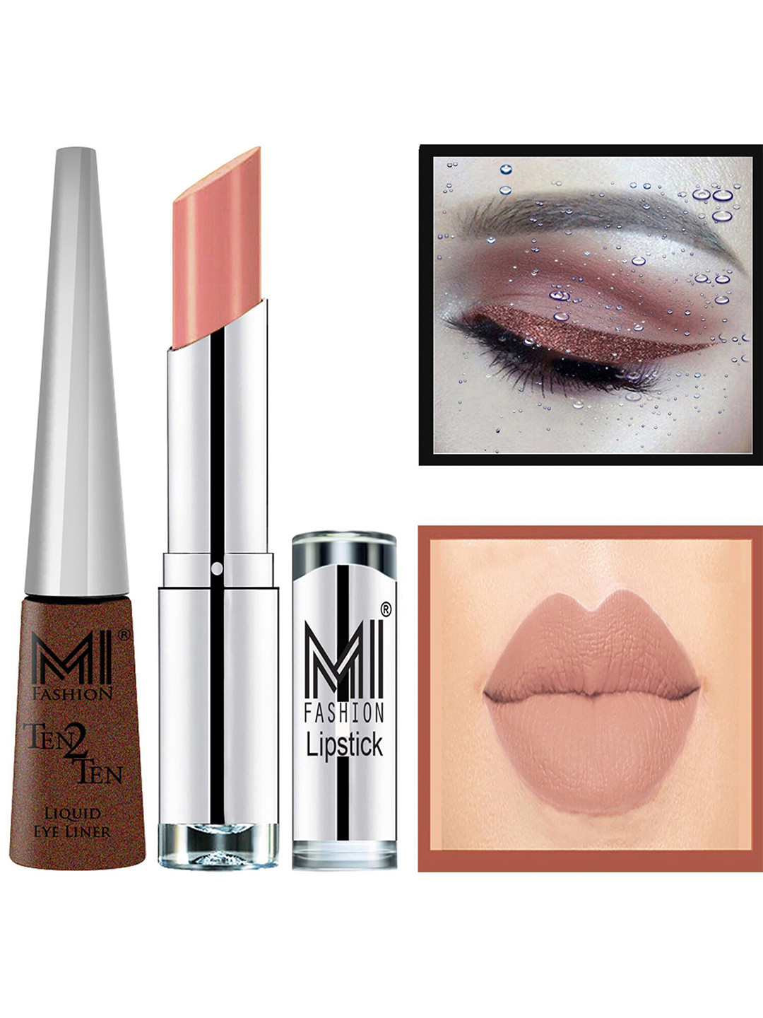 MI FASHION Set of Ten2Ten Liquid Eyeliner - 05 & Creme Matte Lipstick - 25