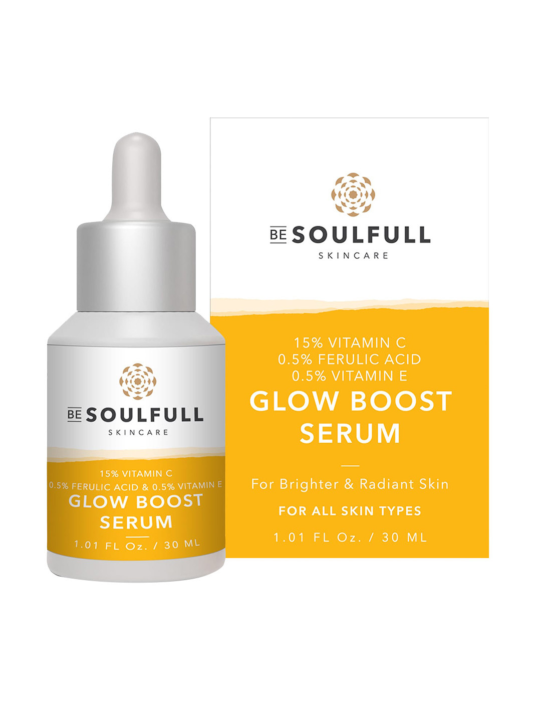 BE SOULFULL Vitamin C Glow Boost Serum with Ferulic Acid & Vitamin E 30 ml