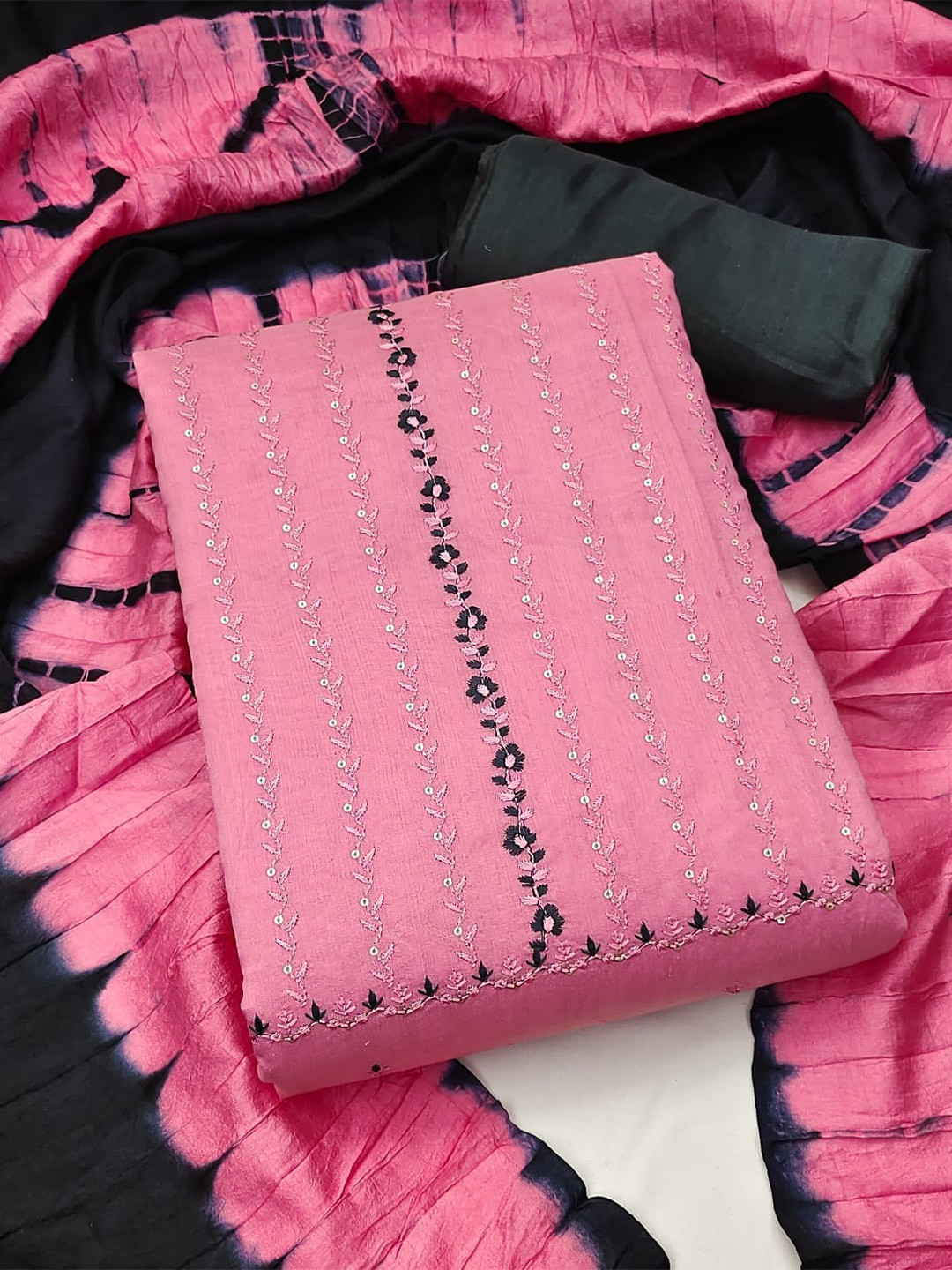 KALINI Embroidered Unstitched Dress Material With Dupatta With Dupatta