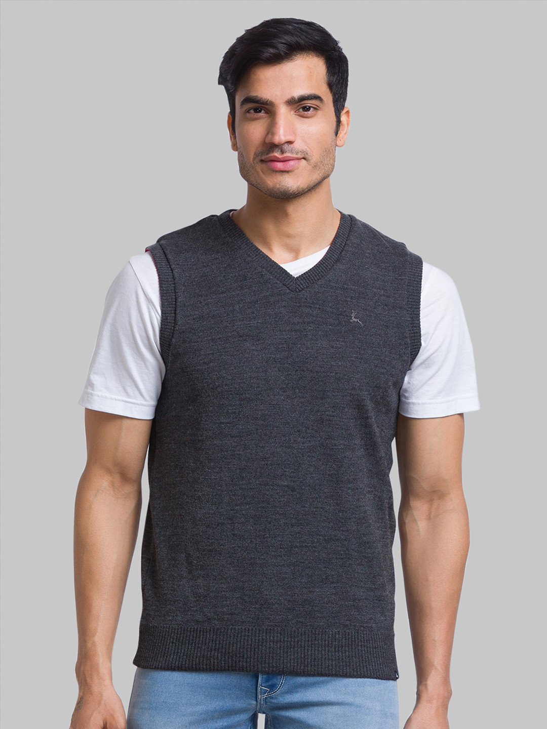Parx Men Sleeveless V-Neck Acrylic Sweater Vest