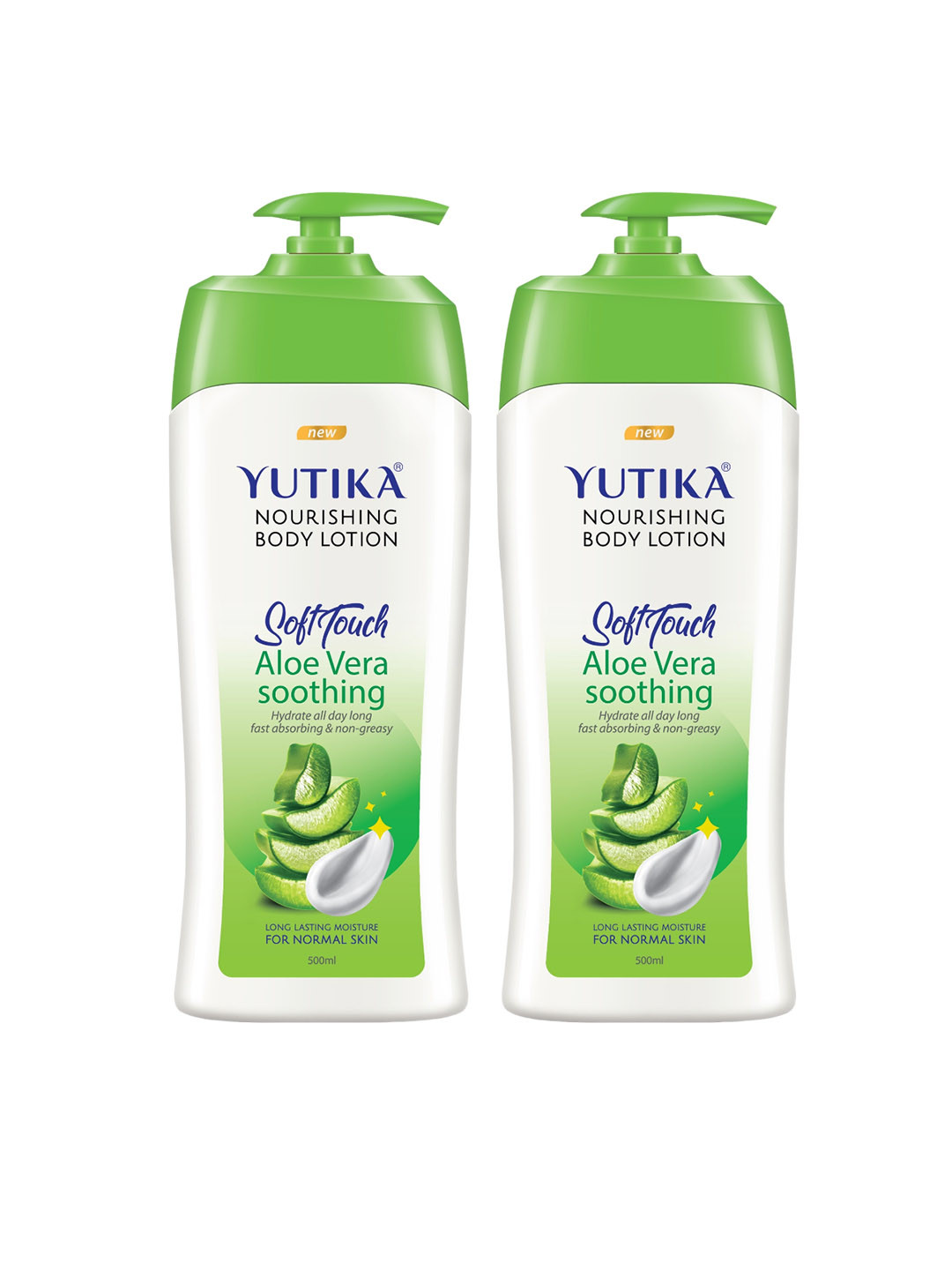 YUTIKA Set of 2 Soft Touch Aloe Vera Soothing & Nourishing Body Lotion 500 ml Each