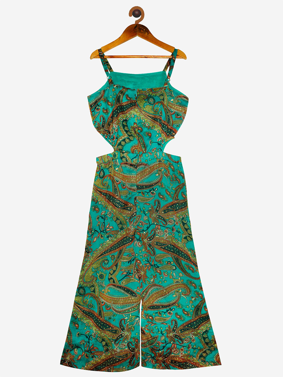 KiddoPanti Girls Waist Cut Out Printed Basic Jumpsuit