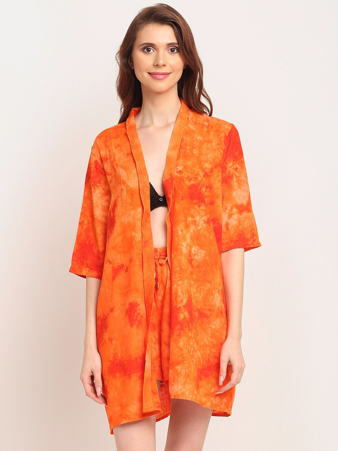 Aoba Women Short Sleeves Tie And Dye Pure Cotton Swimwear