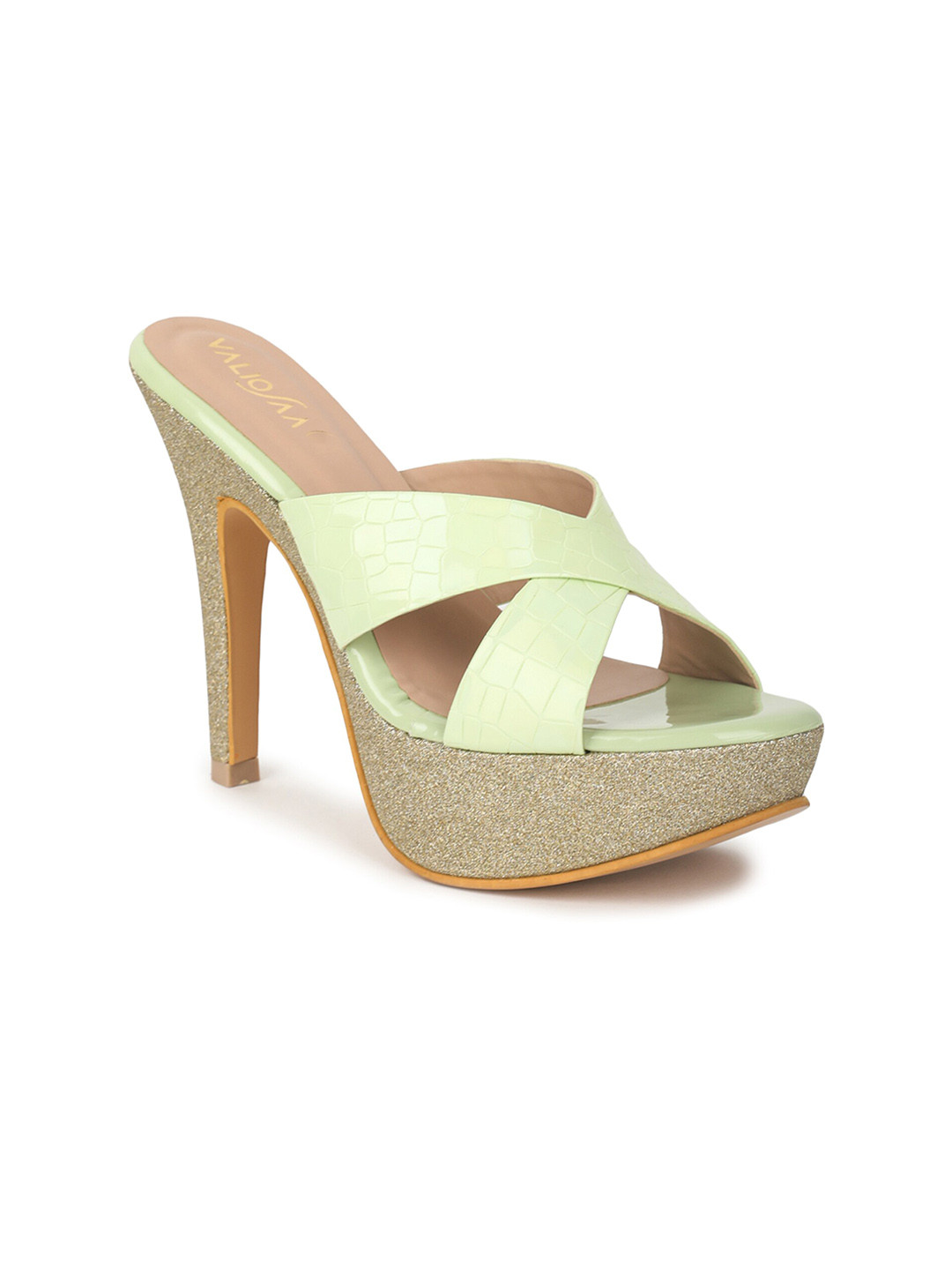 VALIOSAA Textured Open Back Slim Heels