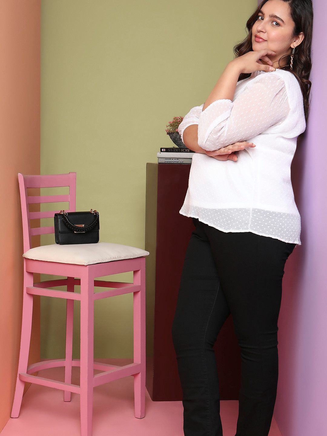 VERO MODA CURVE Plus Size Self design A-Line Top